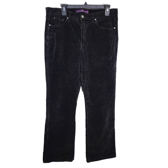 Gloria Vanderbilt Corduroy Pants Womens Size 14 Black Gabby Bootcut High Rise - Picture 1 of 11